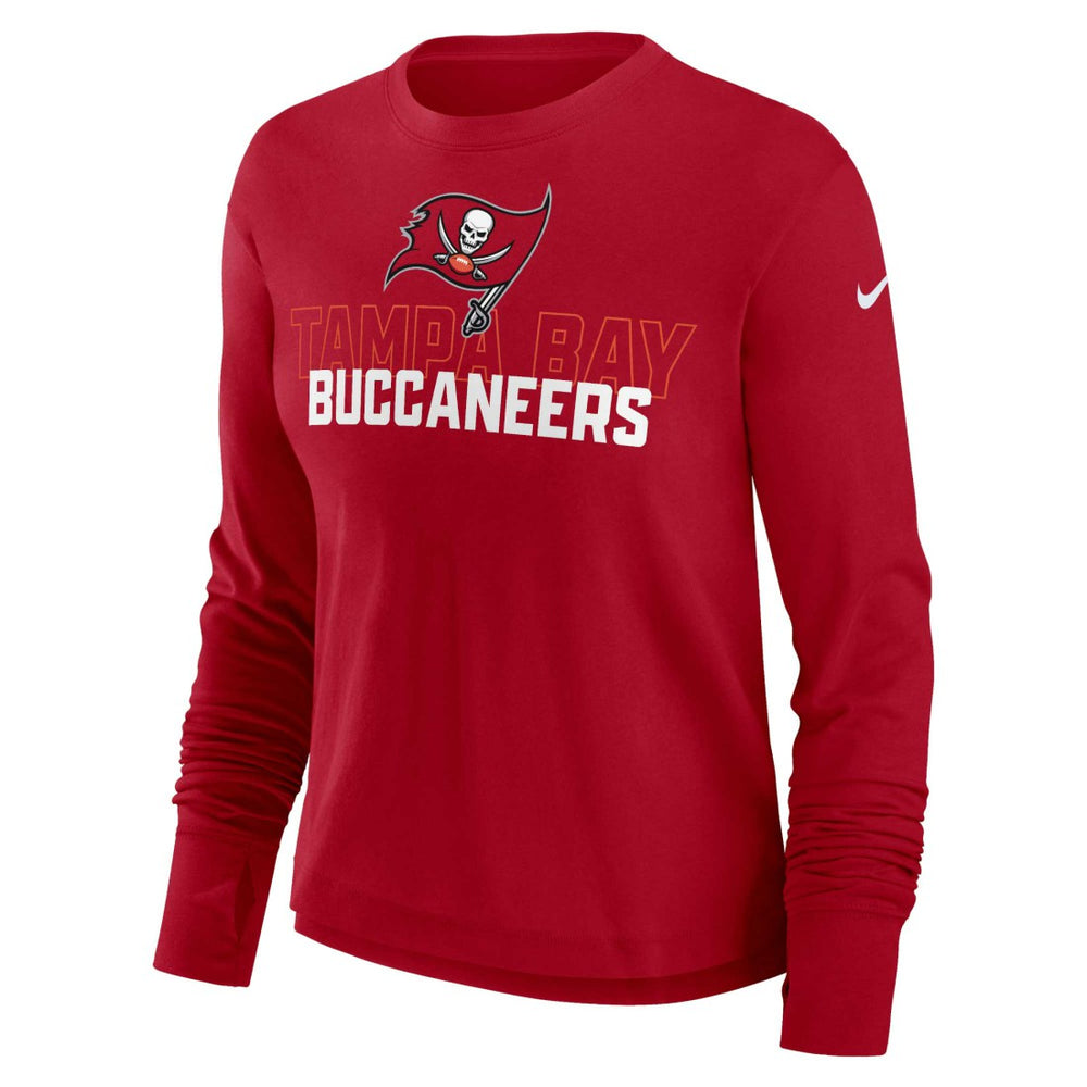 Tampa Bay Buccaneers Women's Modest Crop Performance Long Sleeve T-Shirt Red - Nike
