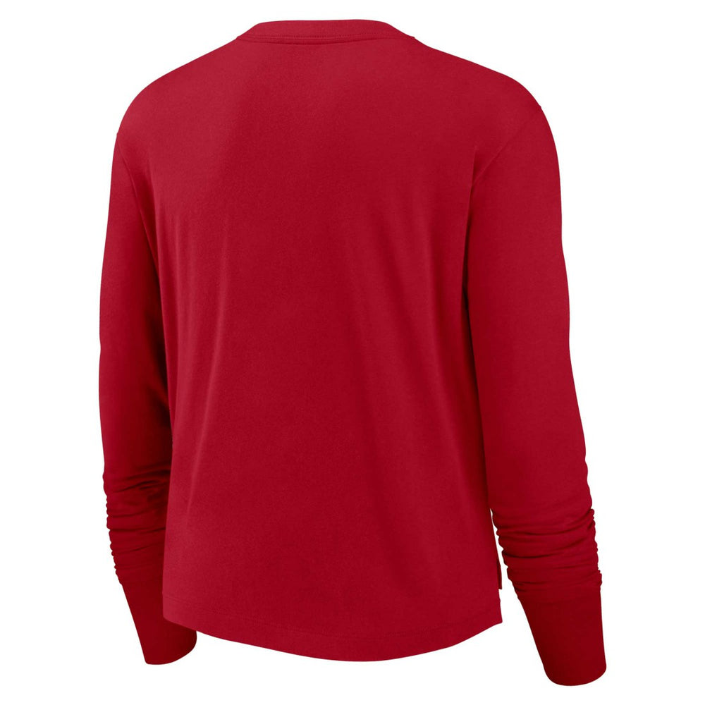 Tampa Bay Buccaneers Women's Modest Crop Performance Long Sleeve T-Shirt Red - Nike