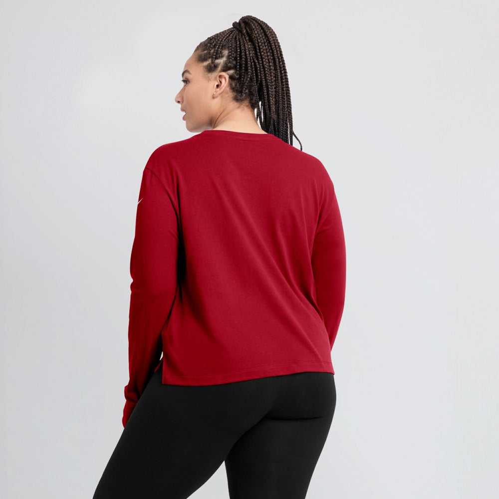 Tampa Bay Buccaneers Women's Modest Crop Performance Long Sleeve T-Shirt Red - Nike