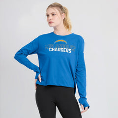 Los Angeles Chargers Women's Modest Crop Performance Long Sleeve T-Shirt Powder Blue - Nike
