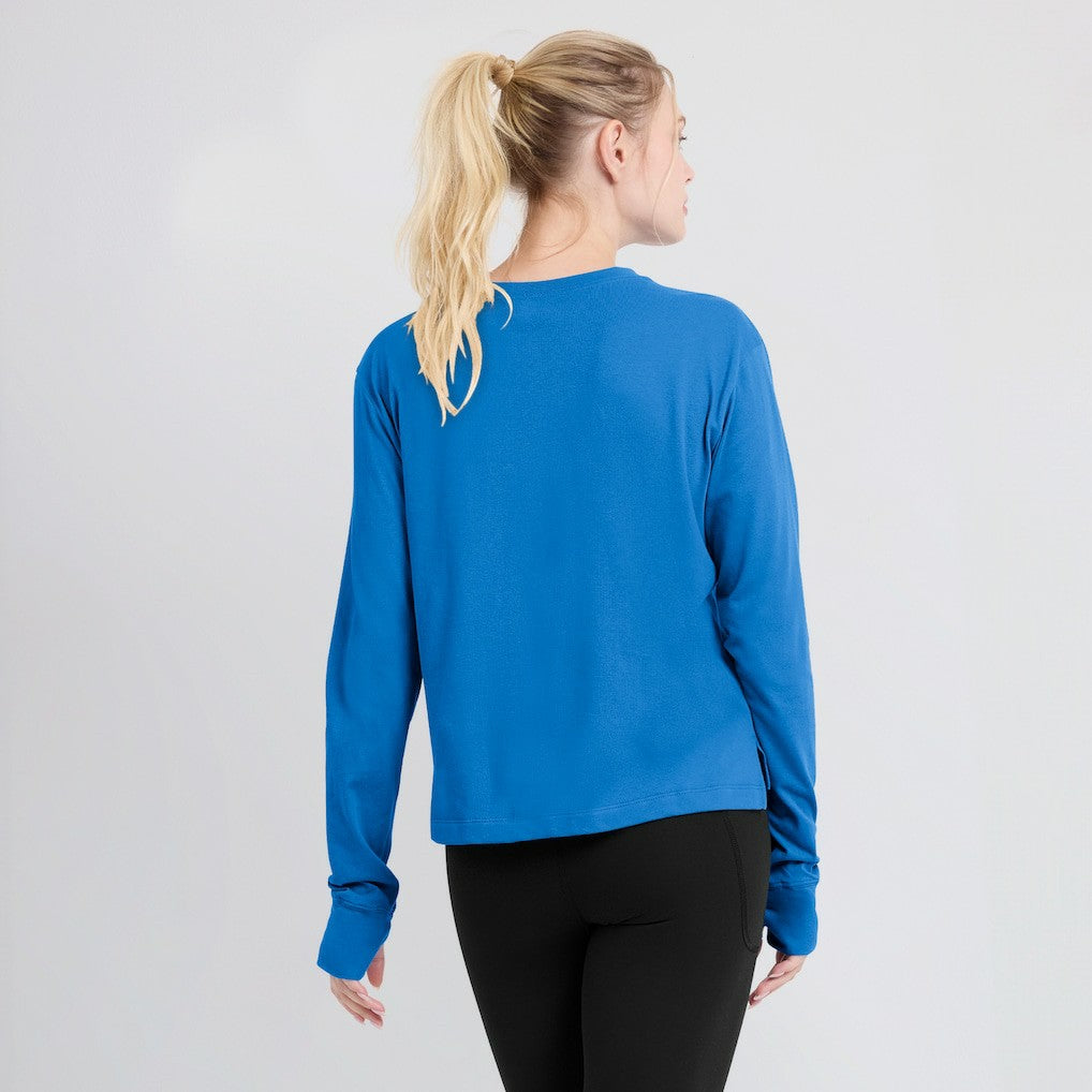Los Angeles Chargers Women's Modest Crop Performance Long Sleeve T-Shirt Powder Blue - Nike