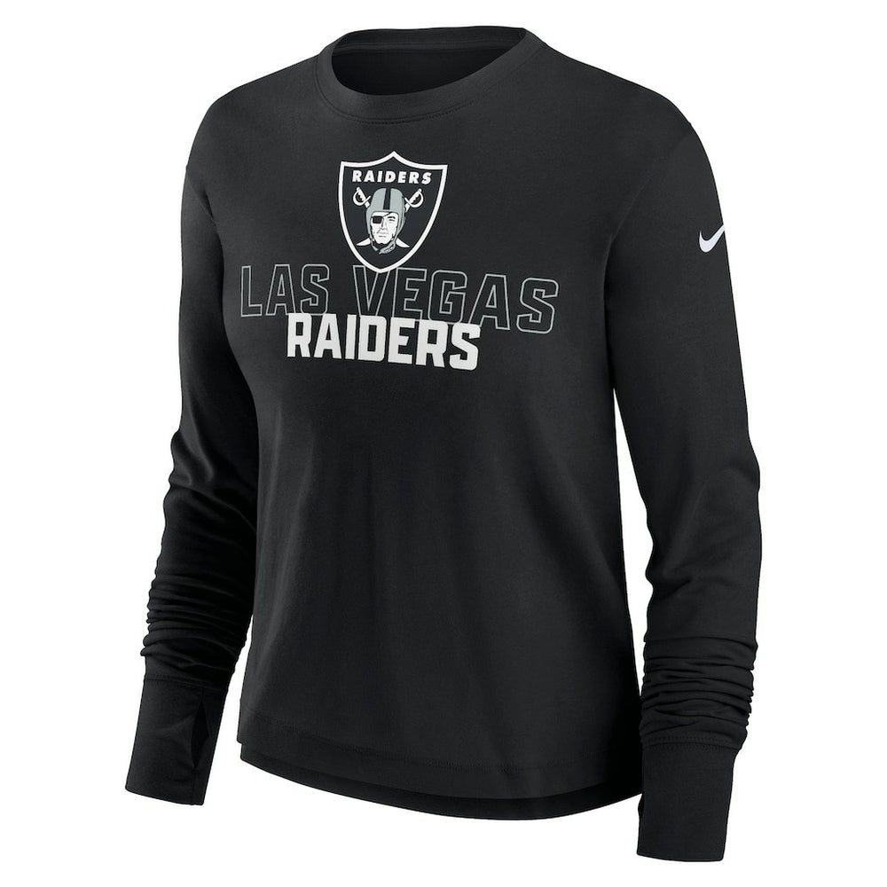 Las Vegas Raiders Women's Modest Crop Performance Long Sleeve T-Shirt Black - Nike