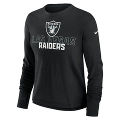 Las Vegas Raiders Women's Modest Crop Performance Long Sleeve T-Shirt Black - Nike