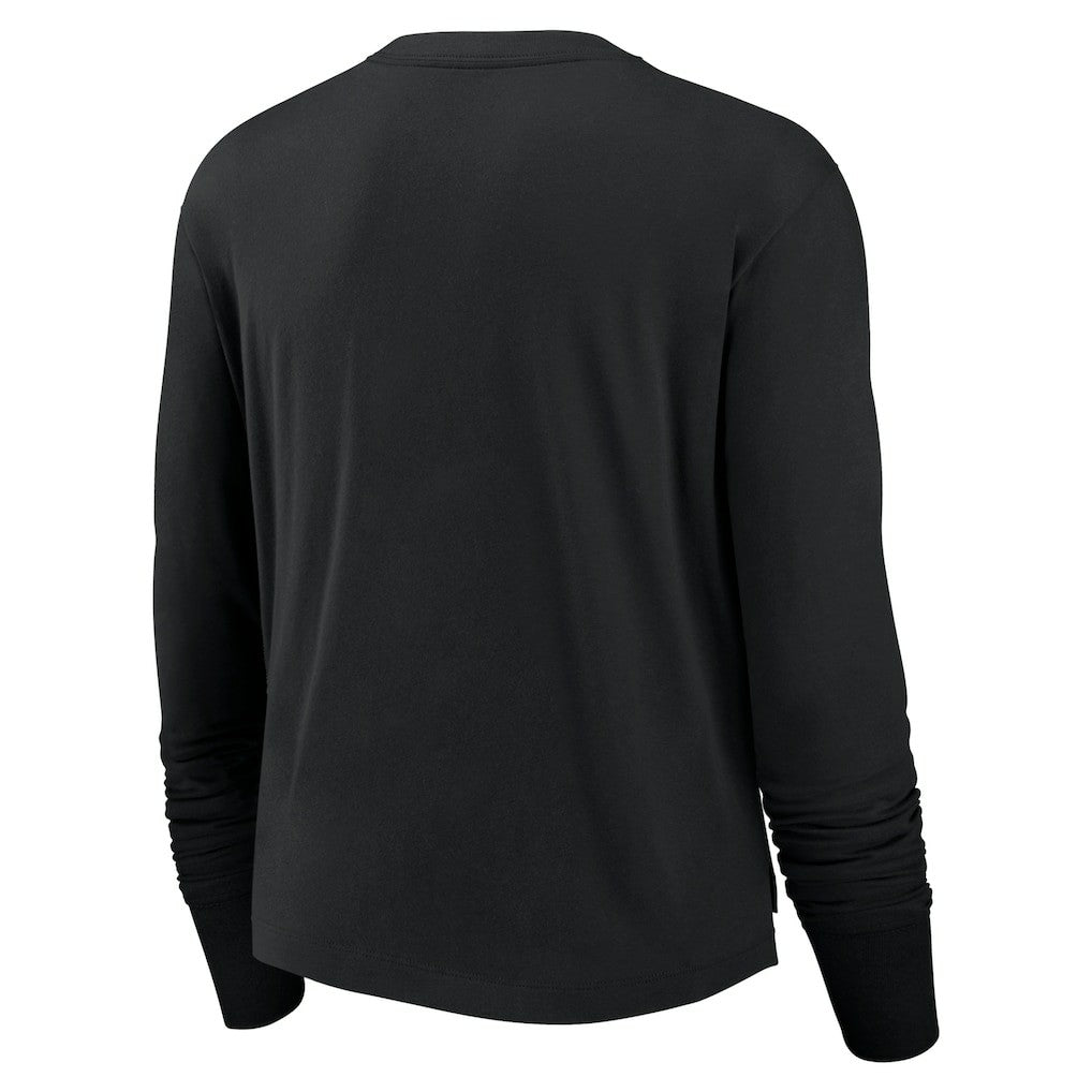 Las Vegas Raiders Women's Modest Crop Performance Long Sleeve T-Shirt Black - Nike