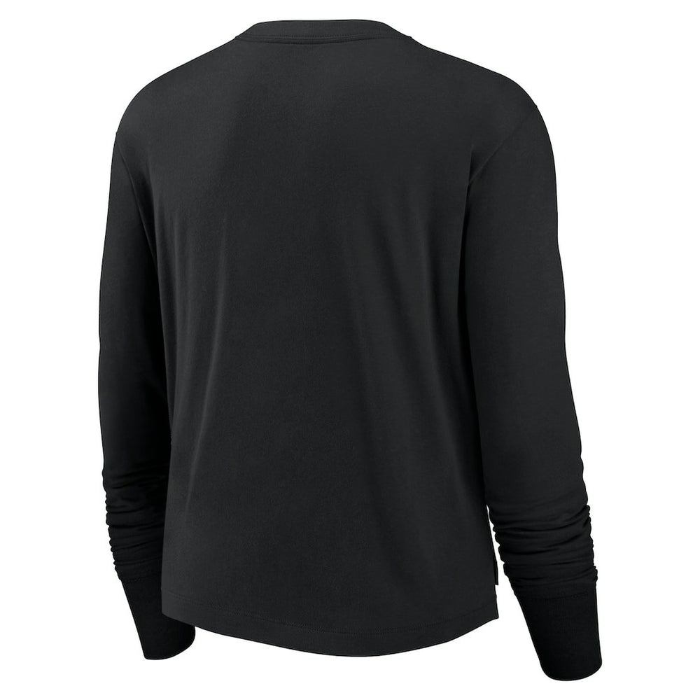 Las Vegas Raiders Women's Modest Crop Performance Long Sleeve T-Shirt Black - Nike