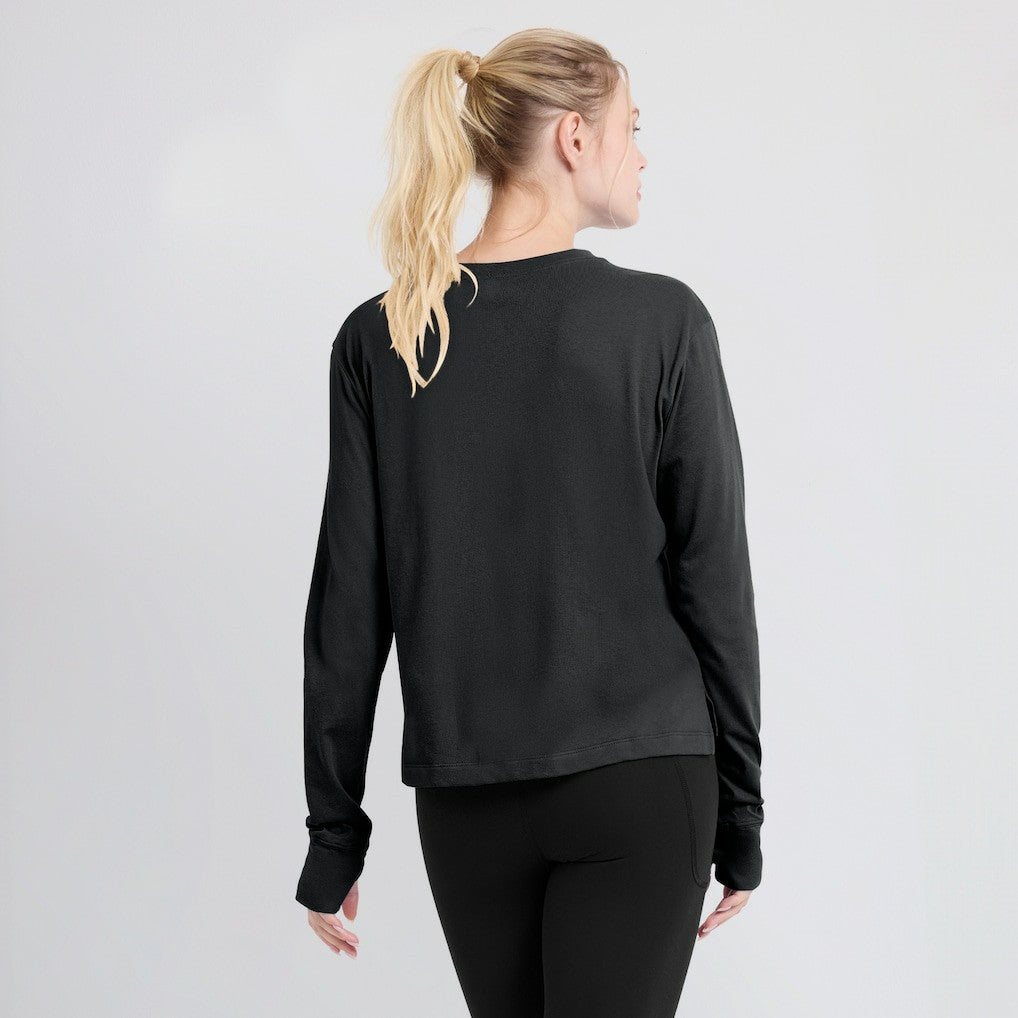 Las Vegas Raiders Women's Modest Crop Performance Long Sleeve T-Shirt Black - Nike