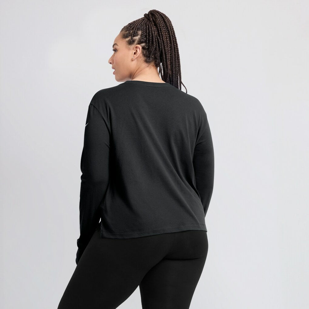 Las Vegas Raiders Women's Modest Crop Performance Long Sleeve T-Shirt Black - Nike