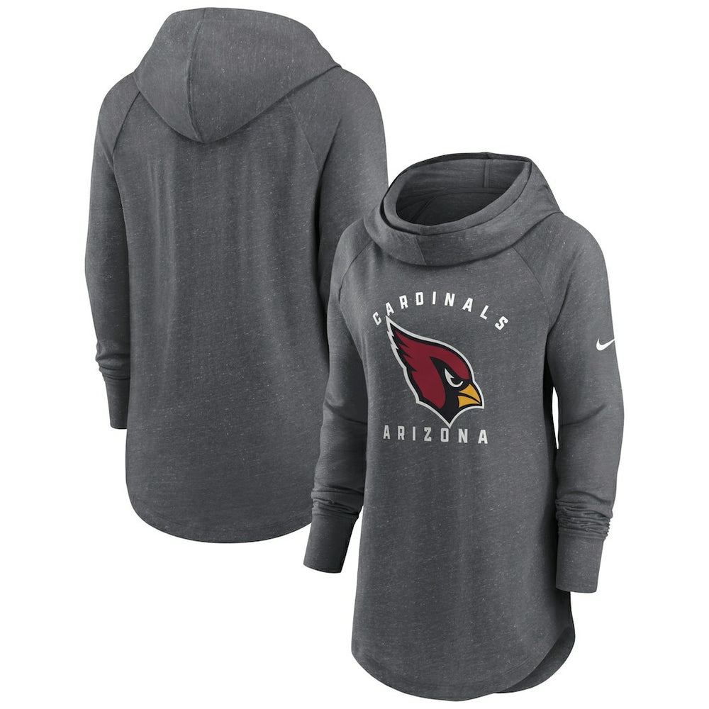 Arizona Cardinals Women's Raglan Funnel Neck Pullover Hoodie Heather Charcoal - Nike
