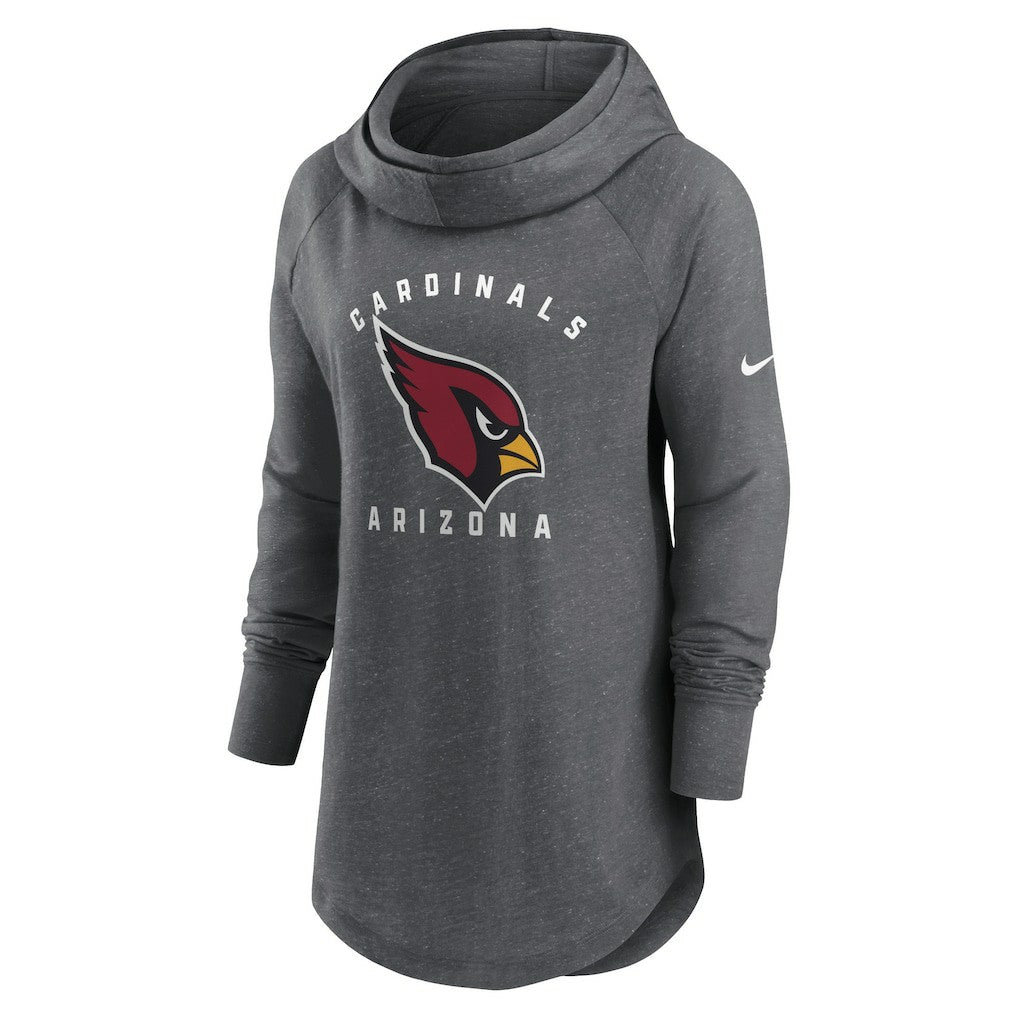 Arizona Cardinals Women's Raglan Funnel Neck Pullover Hoodie Heather Charcoal - Nike