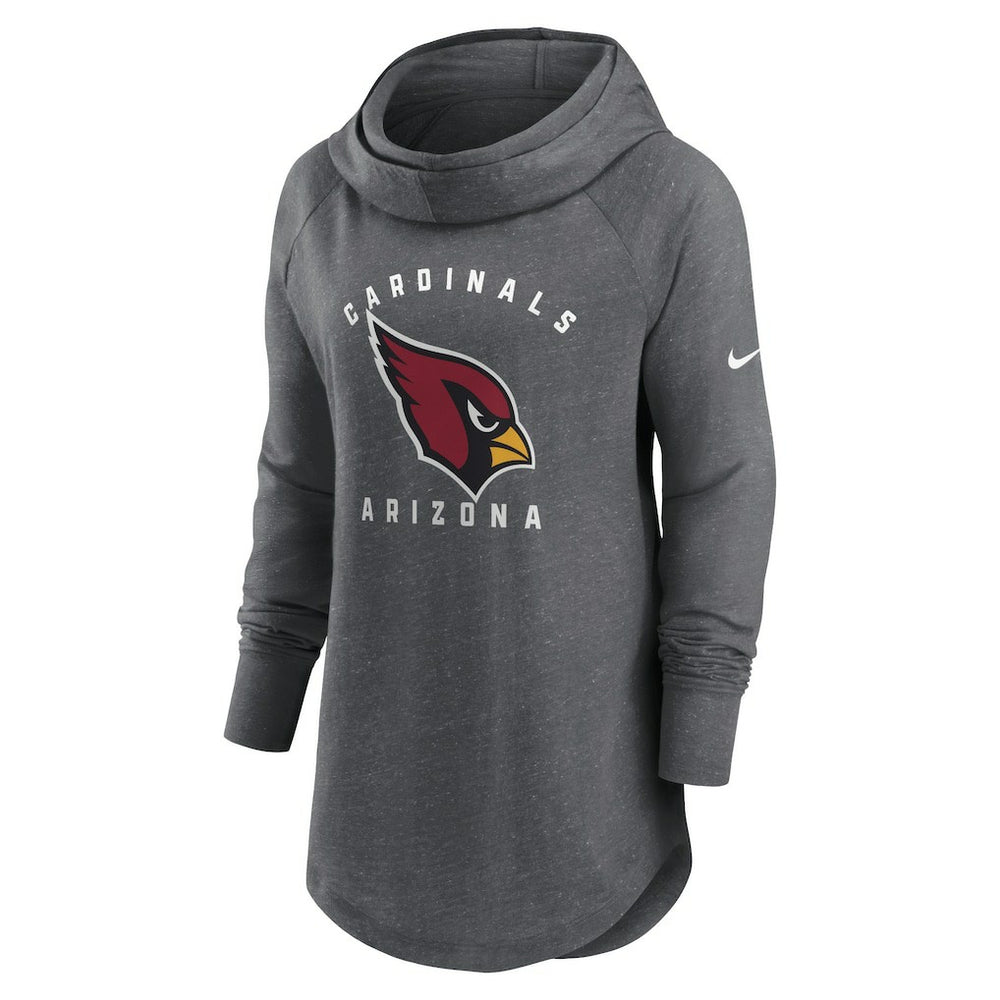 Arizona Cardinals Women's Raglan Funnel Neck Pullover Hoodie Heather Charcoal - Nike