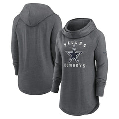 Dallas Cowboys Women's Raglan Funnel Neck Pullover Hoodie Heather Charcoal - Nike