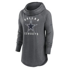 Dallas Cowboys Women's Raglan Funnel Neck Pullover Hoodie Heather Charcoal - Nike