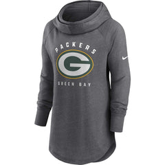 Green Bay Packers Women's Raglan Funnel Neck Pullover Hoodie Heather Charcoal - Nike