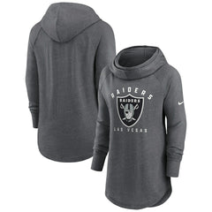 Las Vegas Raiders Women's Raglan Funnel Neck Pullover Hoodie Heather Charcoal - Nike