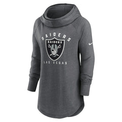 Las Vegas Raiders Women's Raglan Funnel Neck Pullover Hoodie Heather Charcoal - Nike
