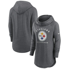Pittsburgh Steelers Women's Raglan Funnel Neck Pullover Hoodie Heather Charcoal - Nike
