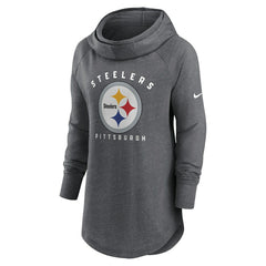 Pittsburgh Steelers Women's Raglan Funnel Neck Pullover Hoodie Heather Charcoal - Nike