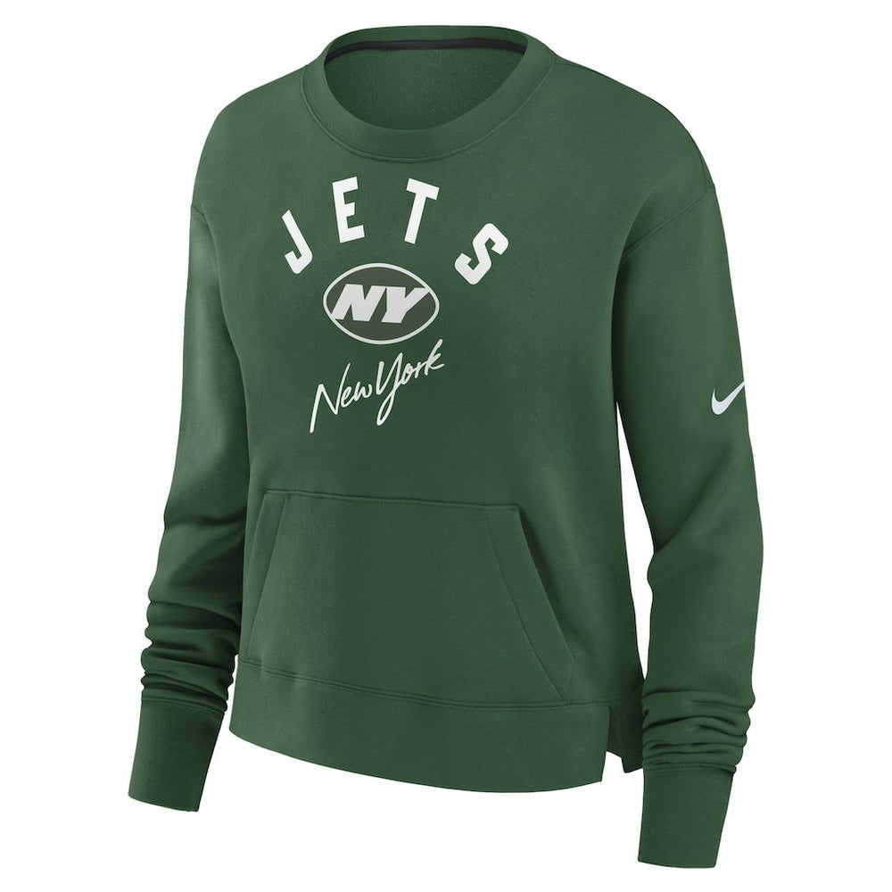 New York Jets Women's High Hip Fleece Pullover Sweatshirt Green - Nike