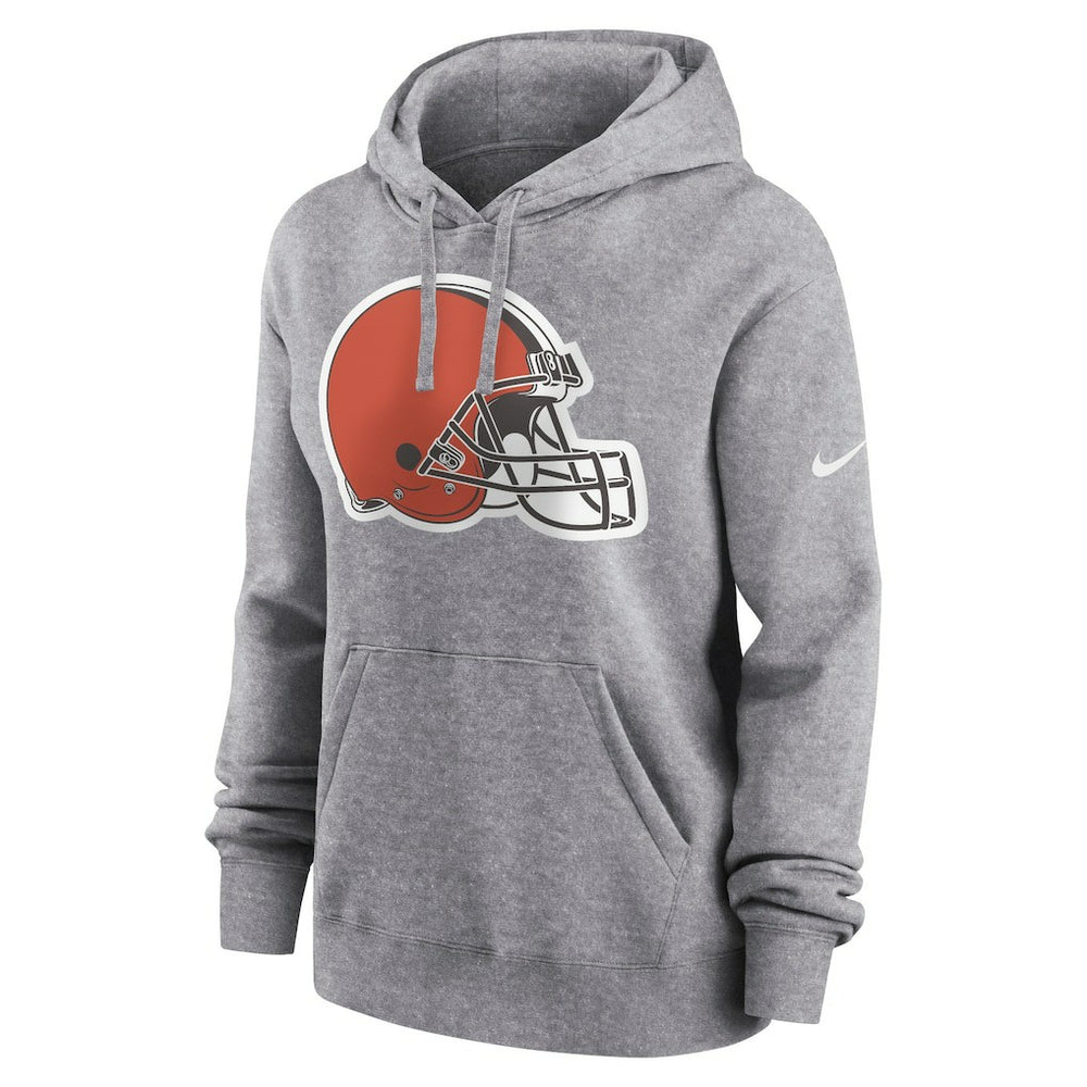 Cleveland Browns Women's Team Logo Club Fleece Pullover Hoodie Heather Gray - Nike