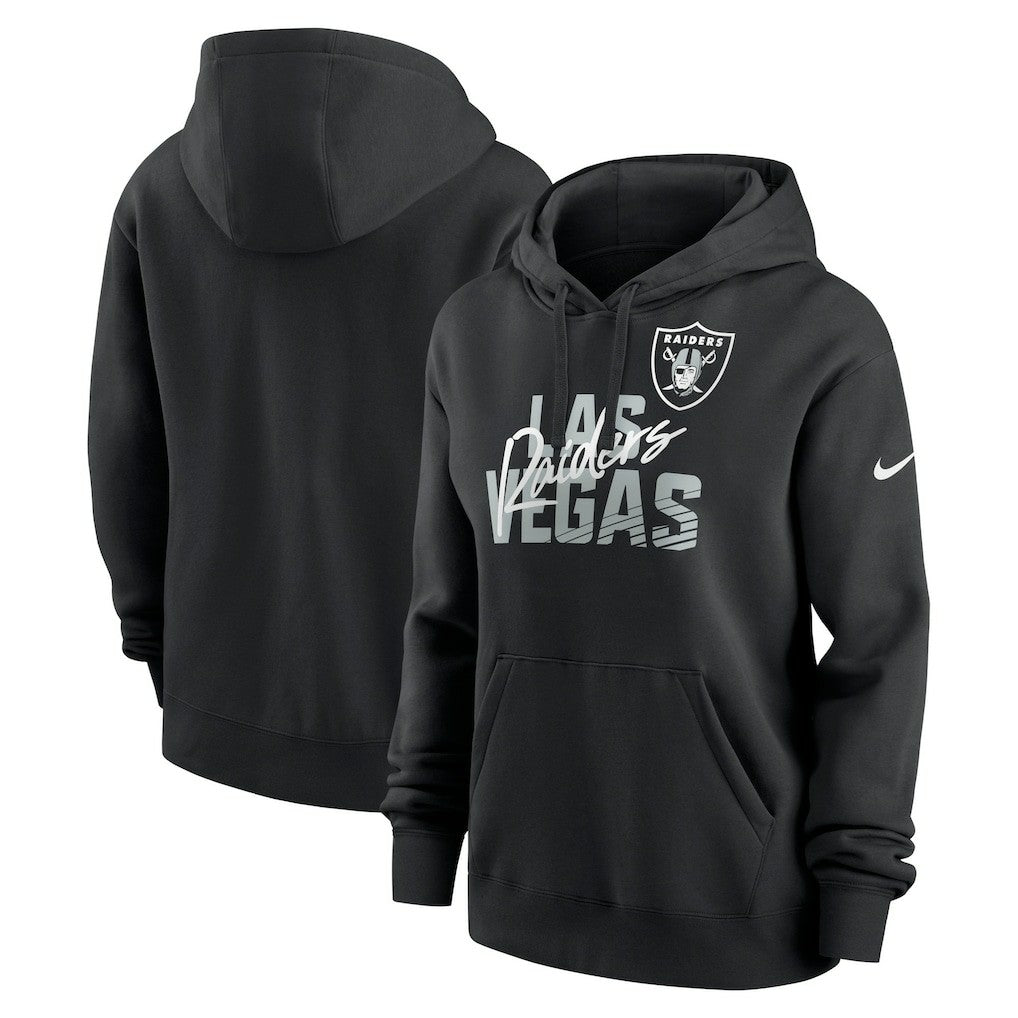 Las Vegas Raiders Women's Wordmark Club Fleece Pullover Hoodie Black - Nike