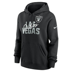 Las Vegas Raiders Women's Wordmark Club Fleece Pullover Hoodie Black - Nike