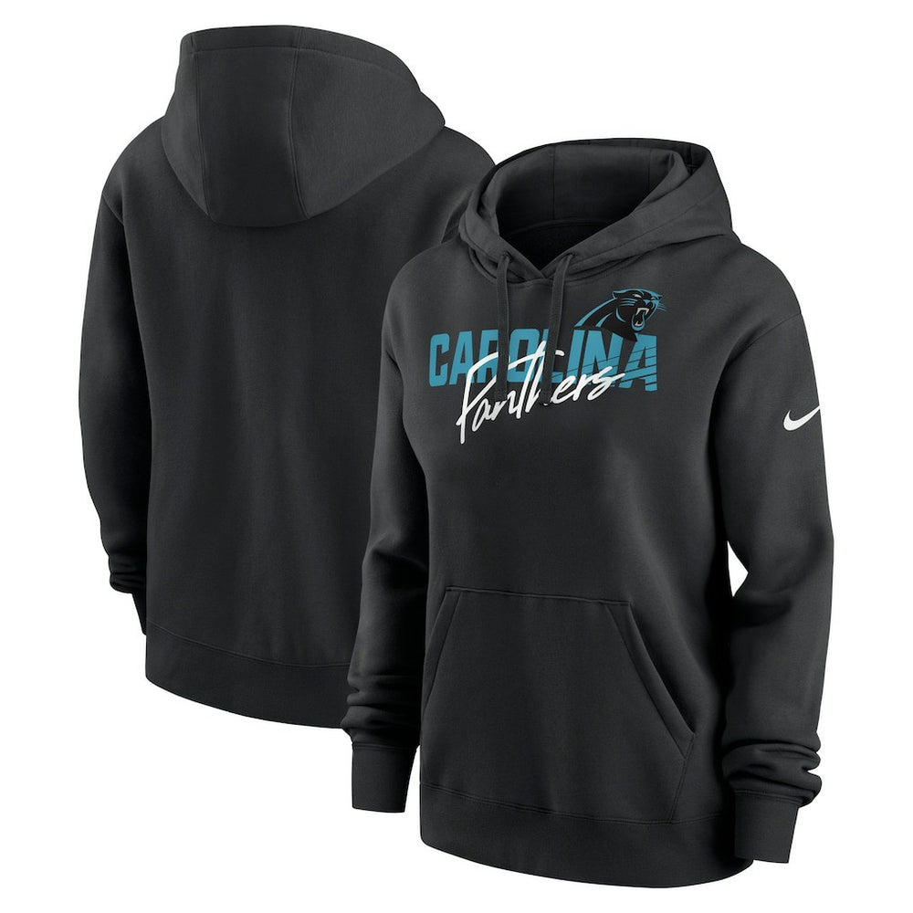 Carolina Panthers Women's Wordmark Club Fleece Pullover Hoodie Black - Nike
