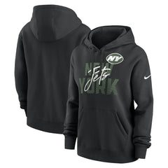 New York Jets Women's Wordmark Club Fleece Pullover Hoodie Black - Nike
