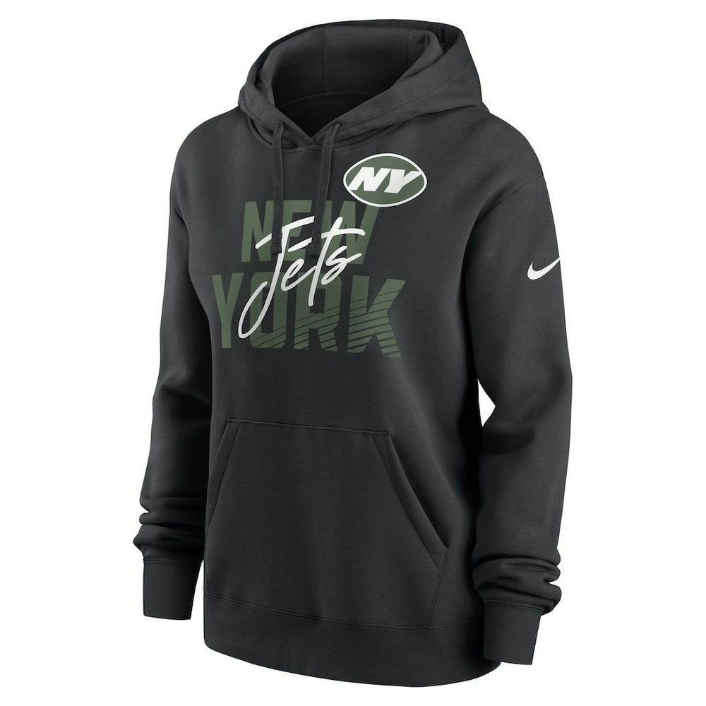 New York Jets Women's Wordmark Club Fleece Pullover Hoodie Black - Nike