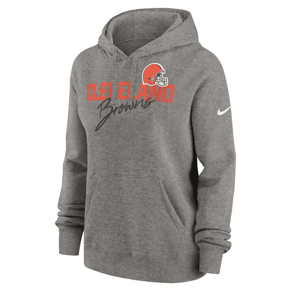Cleveland Browns Women's Wordmark Club Fleece Pullover Hoodie Heather Gray - Nike