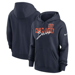 Chicago Bears Women's Wordmark Club Fleece Pullover Hoodie Navy - Nike