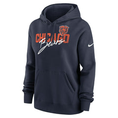 Chicago Bears Women's Wordmark Club Fleece Pullover Hoodie Navy - Nike