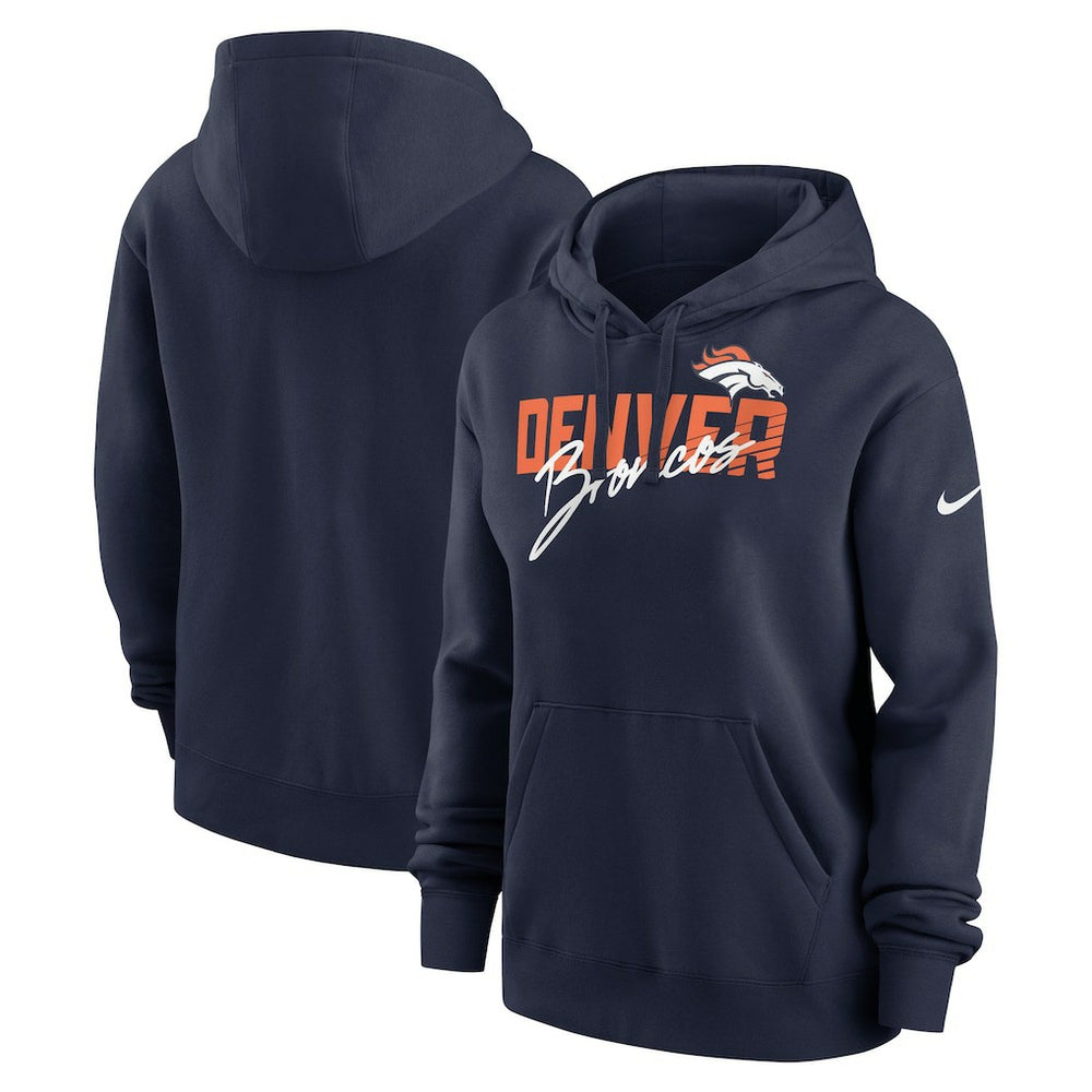 Denver Broncos Women's Wordmark Club Fleece Pullover Hoodie Navy - Nike