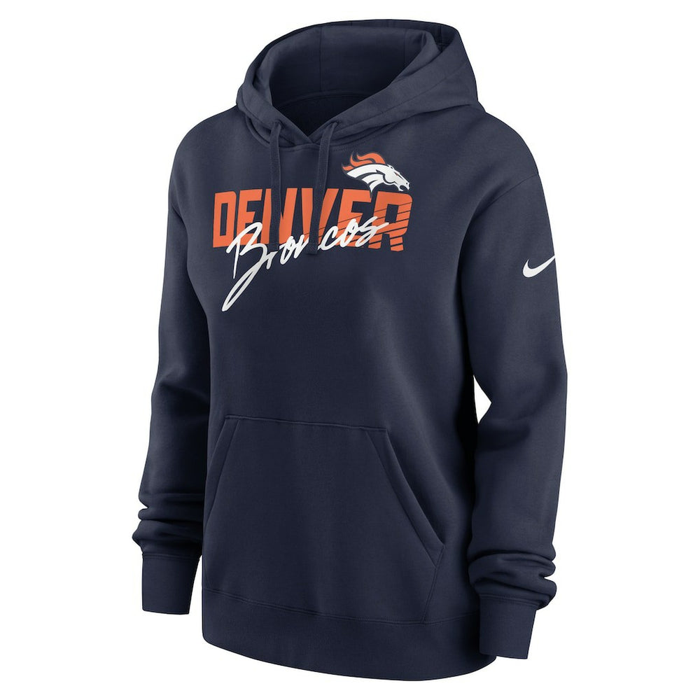 Denver Broncos Women's Wordmark Club Fleece Pullover Hoodie Navy - Nike