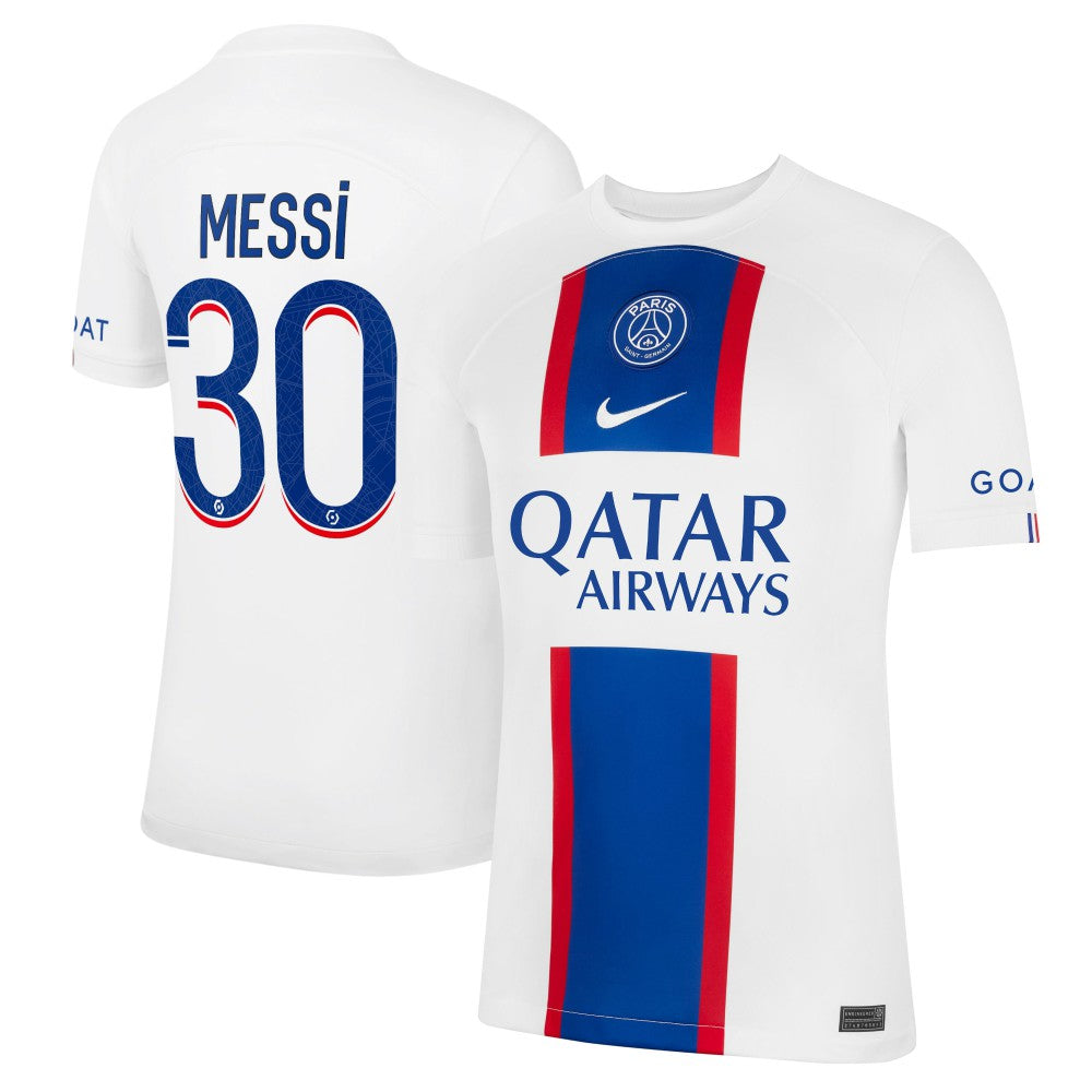 Nike Lionel Messi Paris Saint-Germain 2022/23 Third Breathe Stadium Replica Player Jerseys - White