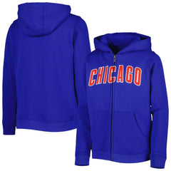Chicago Cubs Youth Wordmark Full-Zip Fleece Hoodie On Sale