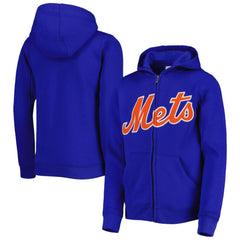 New York Mets Youth Wordmark Full-Zip Fleece Hoodie On Sale