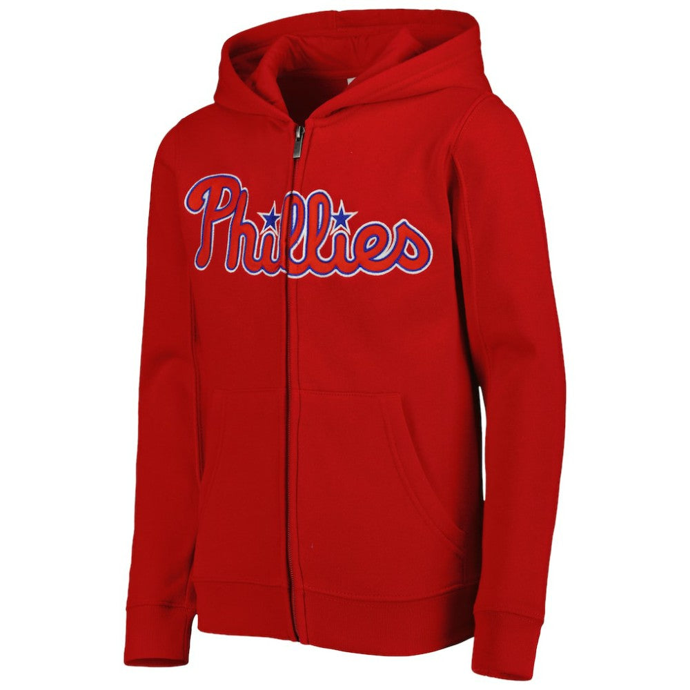 Philadelphia Phillies Youth Wordmark Full-Zip Fleece Hoodie Near Me