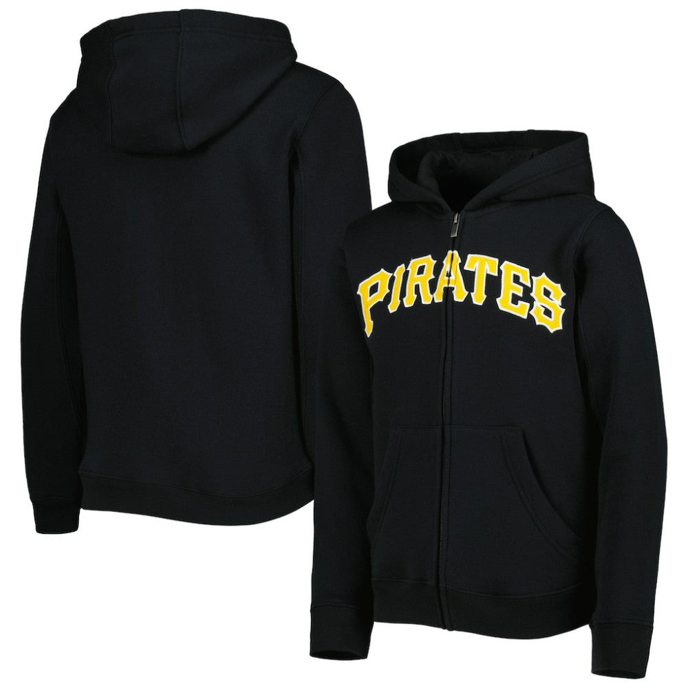 Pittsburgh Pirates Youth Wordmark Full-Zip Fleece Hoodie On Sale
