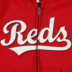 Cincinnati Reds Youth Wordmark Full-Zip Fleece Hoodie Lifestyle