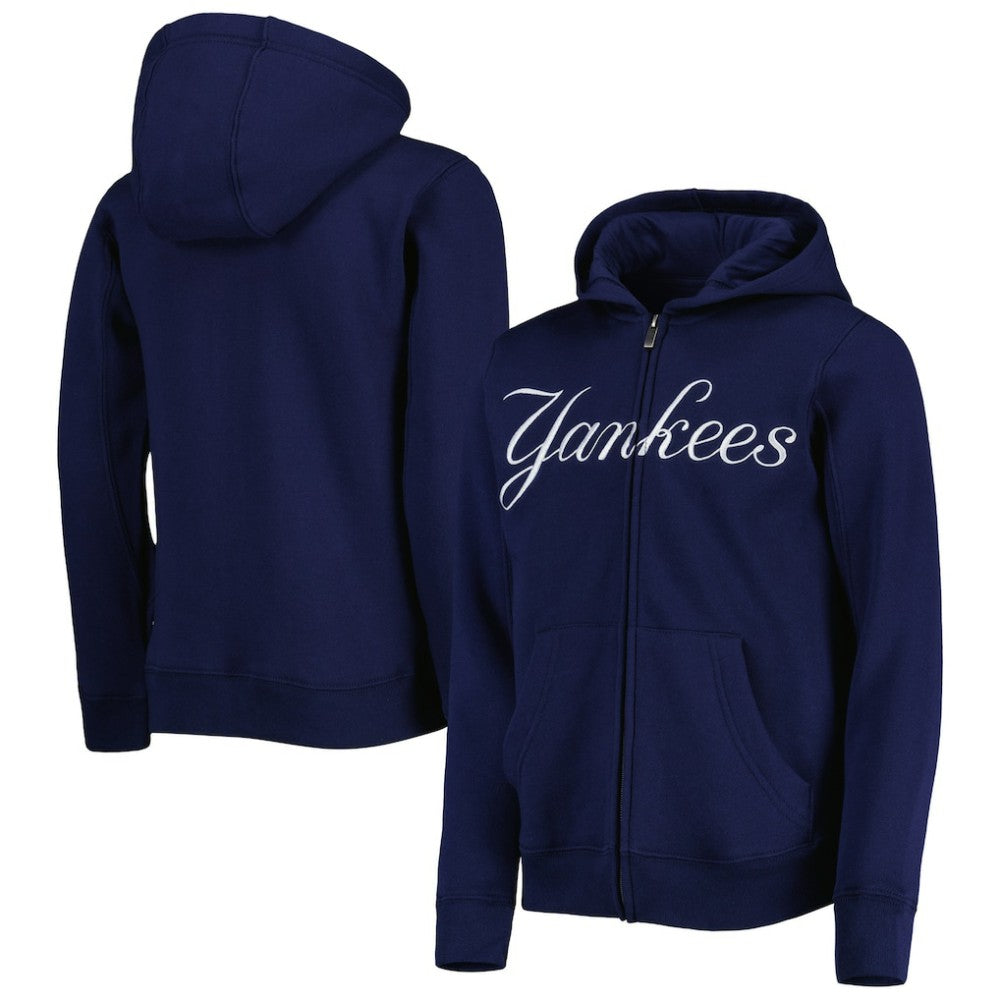 New York Yankees Youth Wordmark Full-Zip Fleece Hoodie Lifestyle