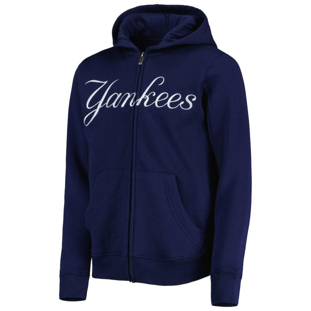 New York Yankees Youth Wordmark Full-Zip Fleece Hoodie Lifestyle