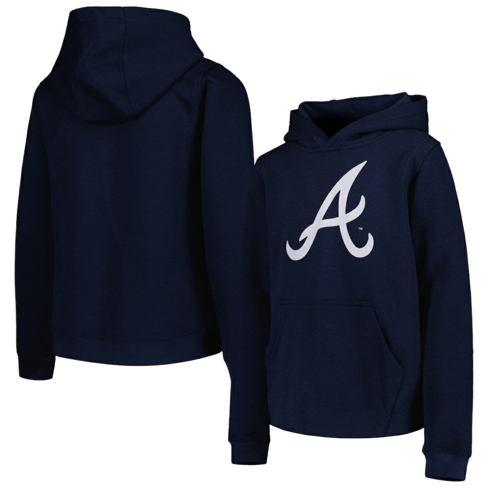Atlanta Braves Youth Team Primary Logo Pullover Hoodie Lifestyle