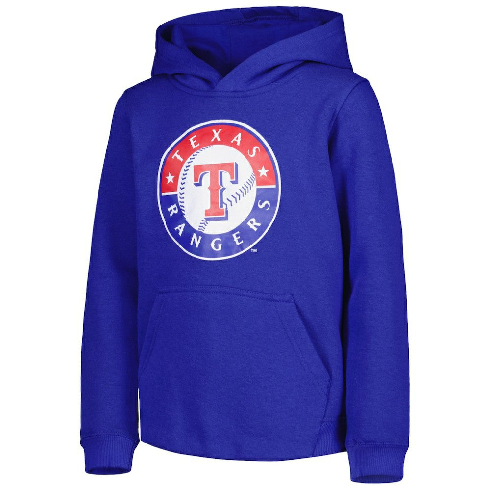 Texas Rangers Youth Team Primary Logo Pullover Hoodie On Sale