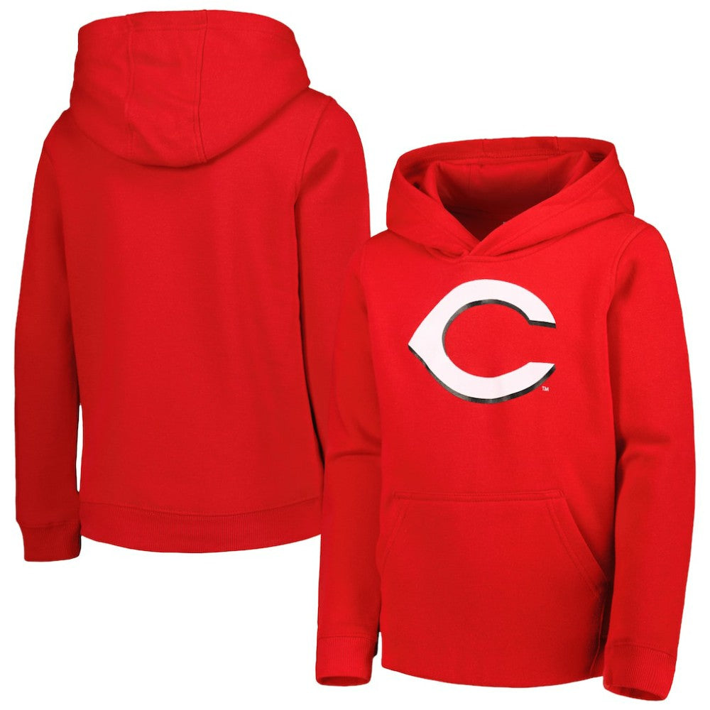 Cincinnati Reds Youth Team Primary Logo Pullover Hoodie On Sale