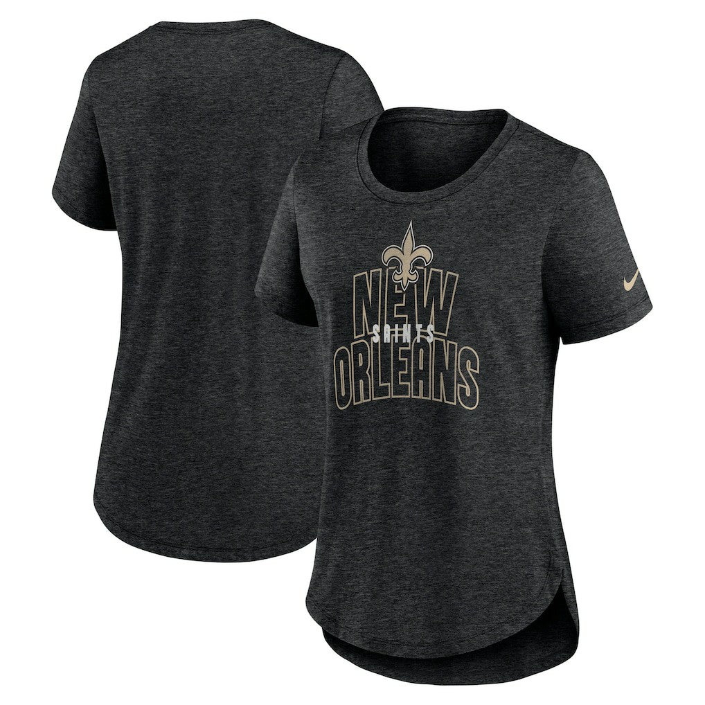 New Orleans Saints Women's Fashion Tri-Blend T-Shirt Heather Black - Nike