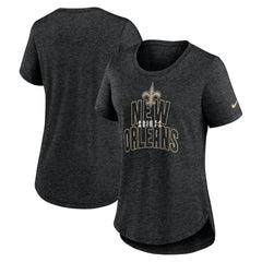 New Orleans Saints Women's Fashion Tri-Blend T-Shirt Heather Black - Nike