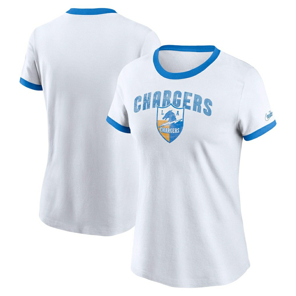 Los Angeles Chargers Women's Rewind Ringer Tri-Blend T-Shirt White - Nike