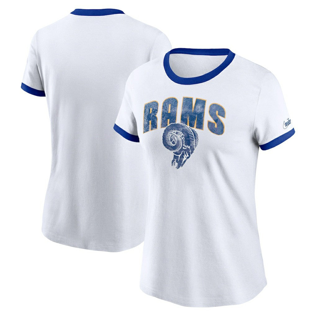 Los Angeles Rams Women's Rewind Ringer T-Shirt White - Nike
