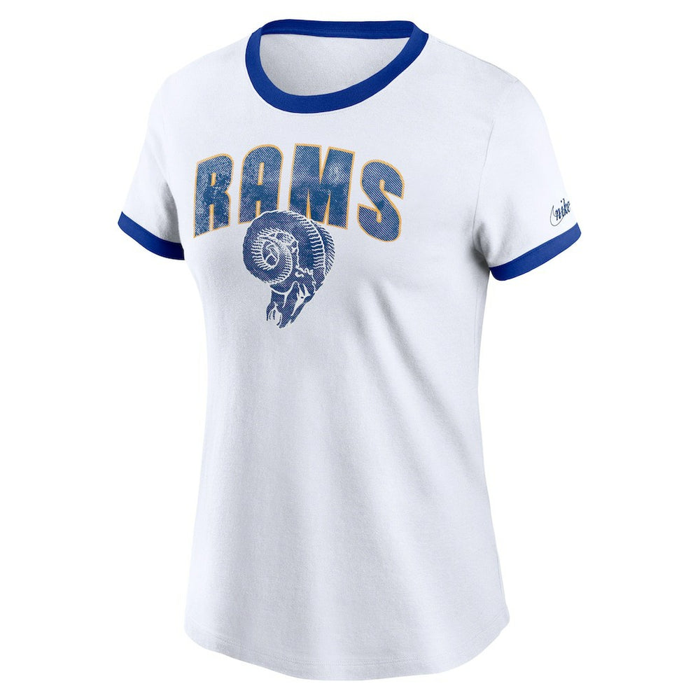 Los Angeles Rams Women's Rewind Ringer T-Shirt White - Nike