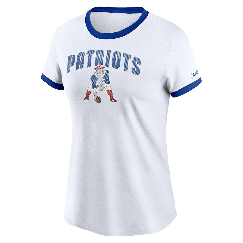 New England Patriots Women's Rewind Ringer T-Shirt White - Nike